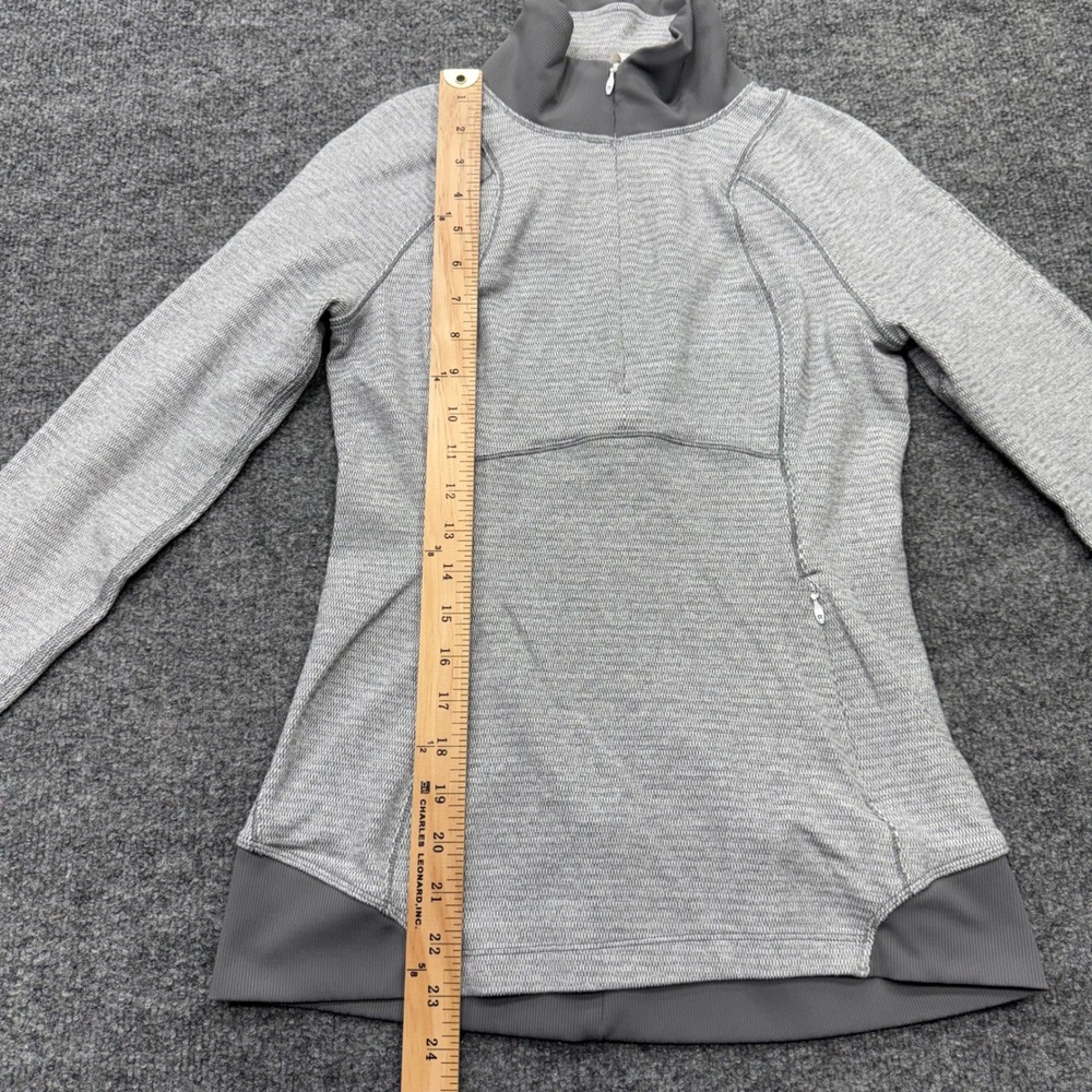 Lululemon Grey Space Dye Quarter Zip Pullover Thumbhole Active Top Size 6 - Picture 3 of 9